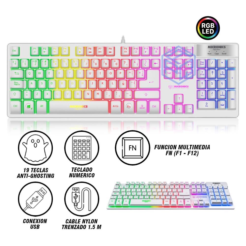 TECLADO MICRONICS Neon - MIC K709w - BLANCO
